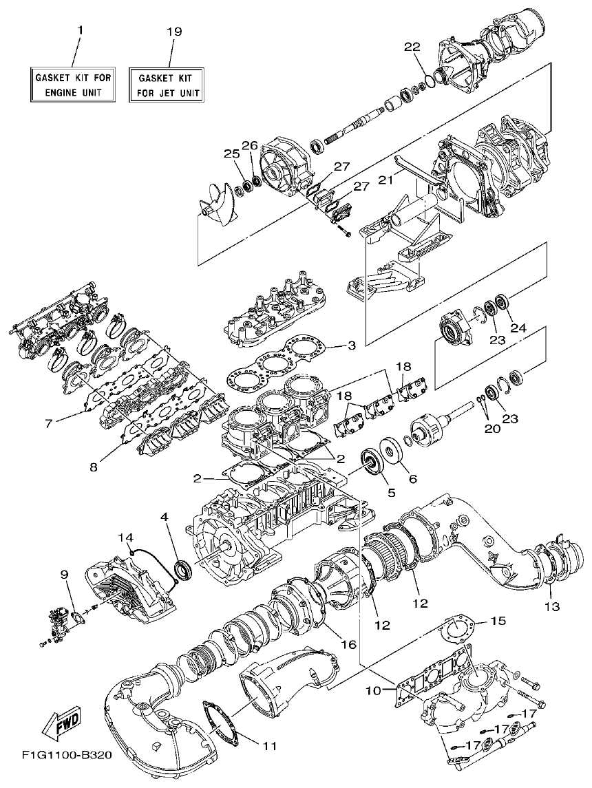 Yamaha F1G1 REPAIR KIT 1 parts diagram